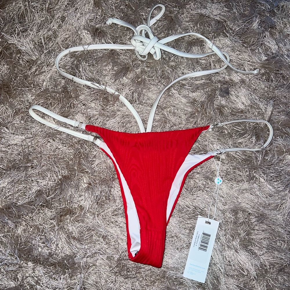 NWT Frankie’s Bikinis red string bikini bottoms
